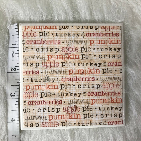 Thanksgiving Coasters Ceramic Words Stone Set of 4 - Picture 5 of 5